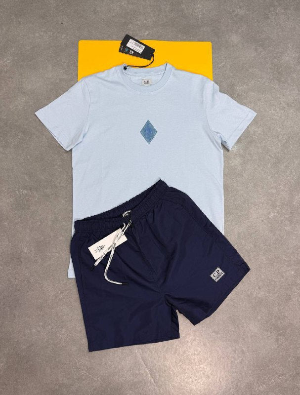 C.P. Company Men's Diamond Logo Tee & Shorts Set AAA Quality Reps UK