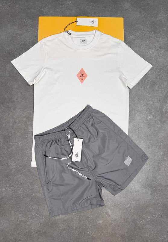 C.P. Company Men's Diamond Logo Tee & Shorts Set AAA Quality Reps UK