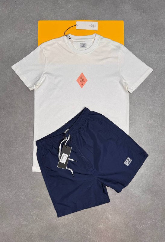 C.P. Company Men's Diamond Logo Tee & Shorts Set AAA Quality Reps UK