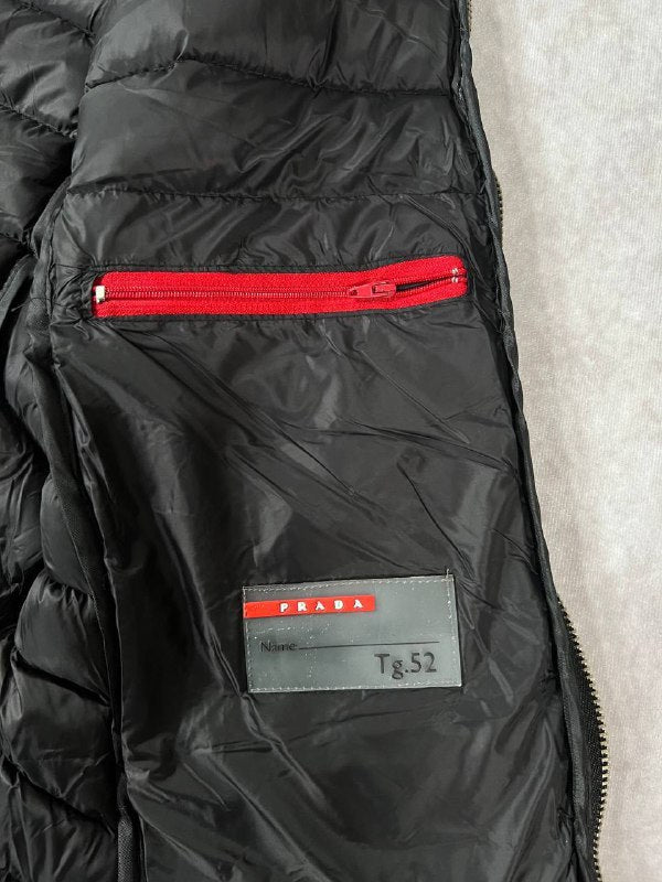 Prada Men's Glossy Black Enamel Triangle Logo Puffer Vest Gilet AAA Quality Reps UK
