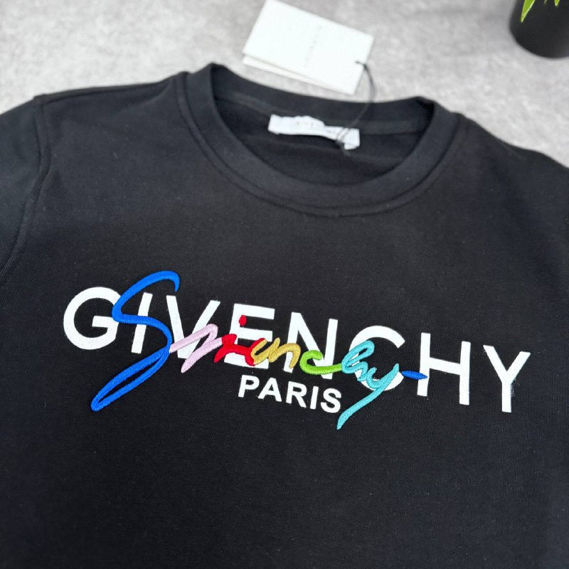 Givenchy Men's Black Embroidered Rainbow Script Logo Sweatshirt AAA Quality Reps UK