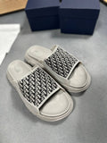 Dior H-Town Men's Grey & Beige Oblique Canvas Slide Sandals AAA Quality Reps UK