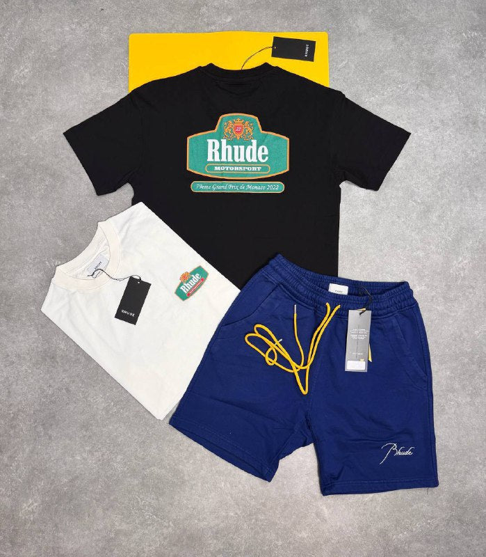 Rhude Luxury Streetwear Graphic Tee & Shorts Set AAA Quality Reps UK