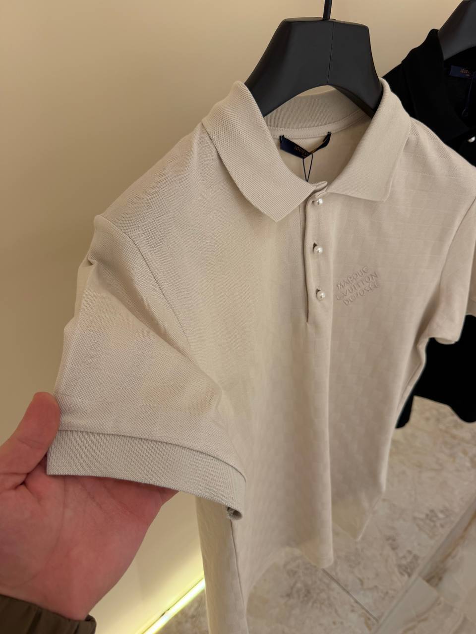 Louis Vuitton Damier Signature Cotton Piqué Polo Shirt UK Reps AAA Quality