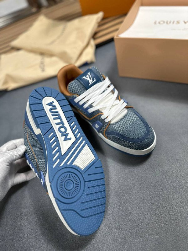 Louis Vuitton LV Trainer Sneaker in Damier 3D Denim UK Reps AAA Quality