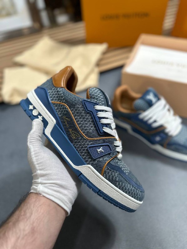 Louis Vuitton LV Trainer Sneaker in Damier 3D Denim UK Reps AAA Quality