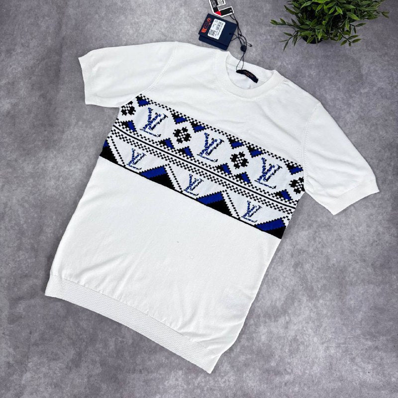 Louis Vuitton Men Monogram Knitted Crewneck T-Shirt AAA Quality Reps UK