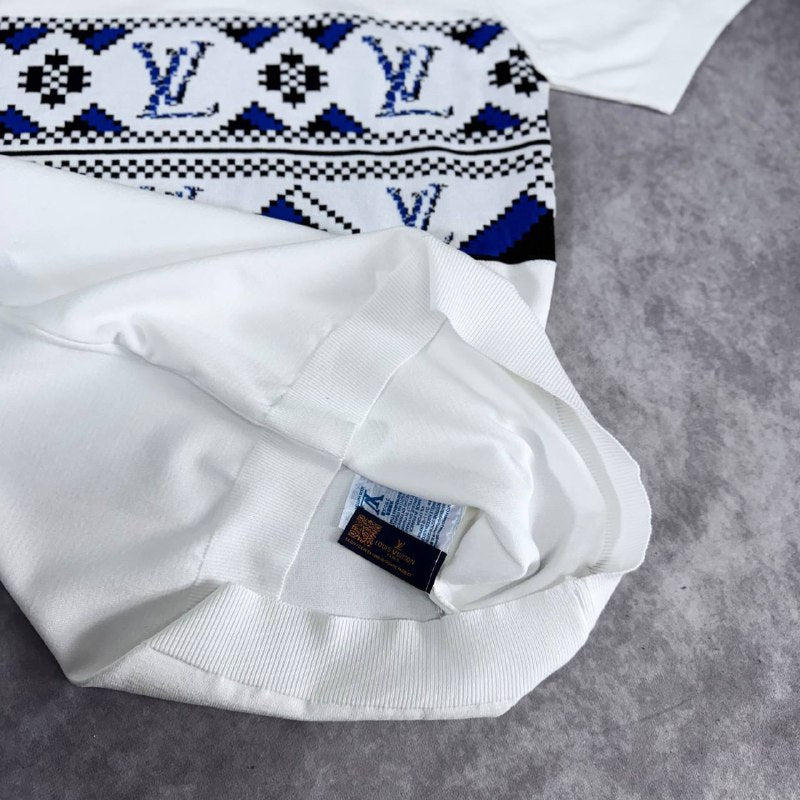 Louis Vuitton Men Monogram Knitted Crewneck T-Shirt AAA Quality Reps UK