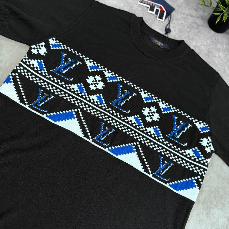 Louis Vuitton Men Monogram Knitted Crewneck T-Shirt AAA Quality Reps UK