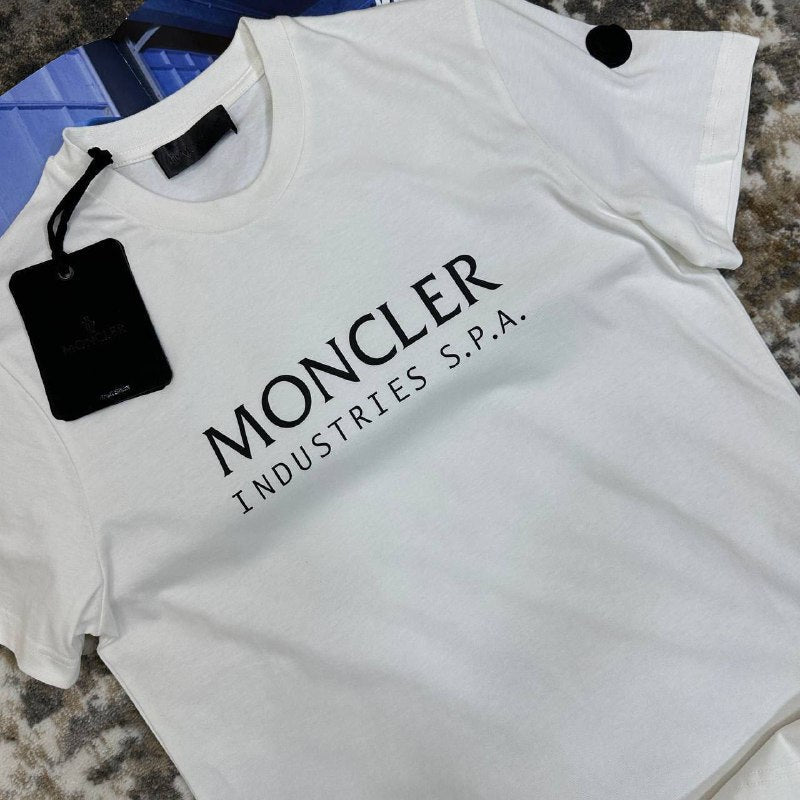 Moncler Industries S.p.A. Men's Luxury Corporate Logo Crewneck T-Shirt AAA Quality Reps UK