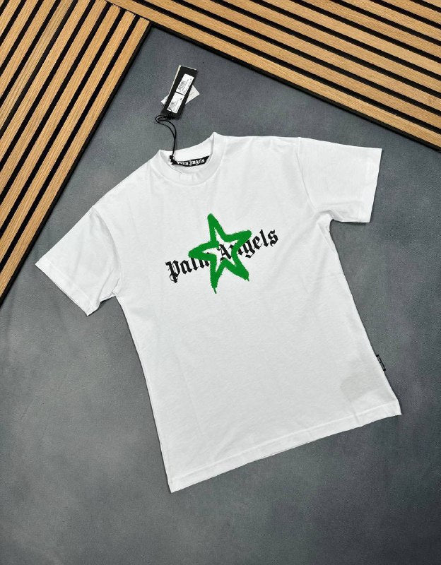 Palm Angels Men's Spray Star Gothic Logo Streetwear T-Shirts AAA Quality Reps UK