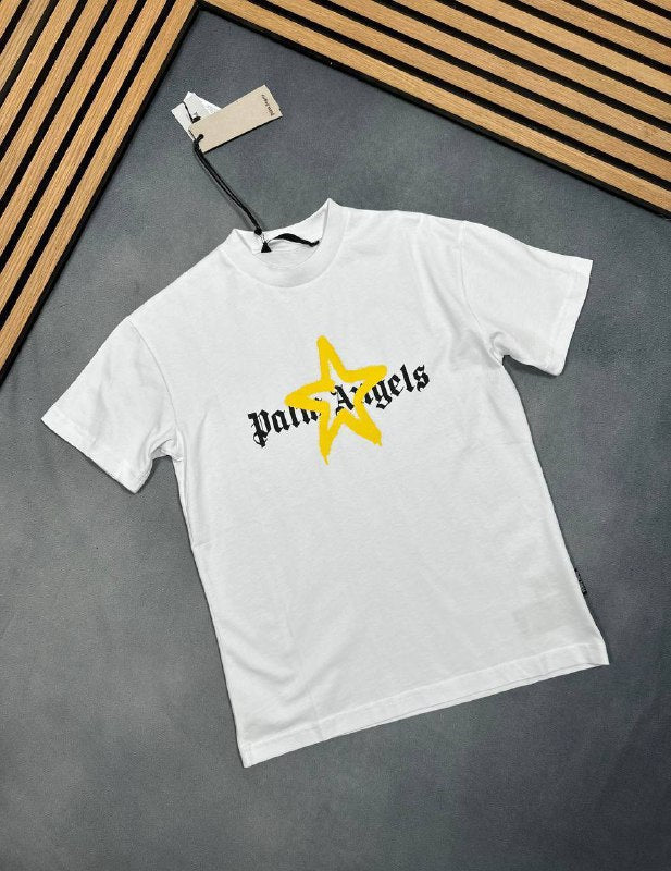 Palm Angels Men's Spray Star Gothic Logo Streetwear T-Shirts AAA Quality Reps UK
