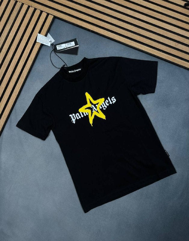 Palm Angels Men's Spray Star Gothic Logo Streetwear T-Shirts AAA Quality Reps UK