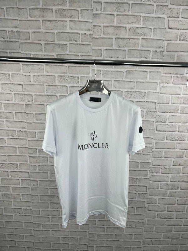 Moncler Men's Luxury Embroidered Logo Crewneck Grey T-Shirt AAA Quality Reps UK