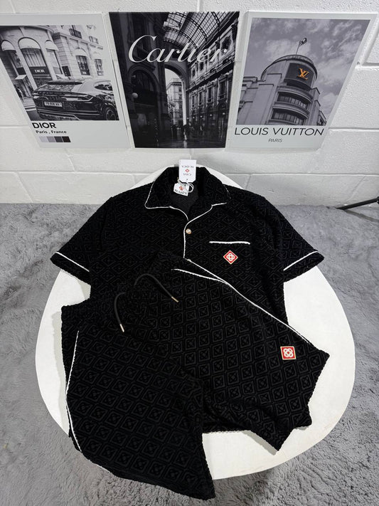 Casablanca Monogram Jacquard Towelling Short-Sleeve Shirt and Shorts Set UK Reps AAA Quality