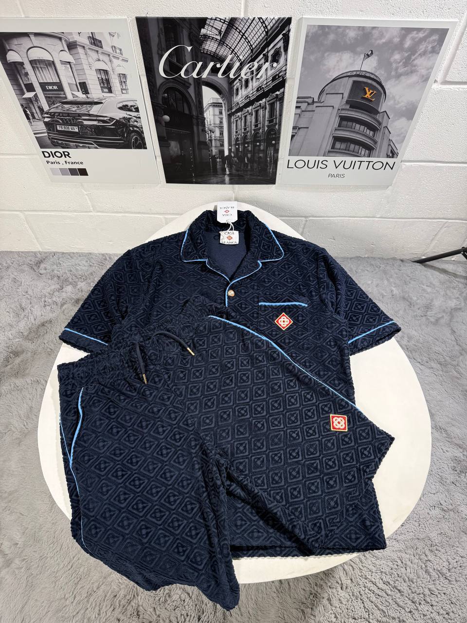 Casablanca Monogram Jacquard Towelling Short-Sleeve Shirt and Shorts Set UK Reps AAA Quality