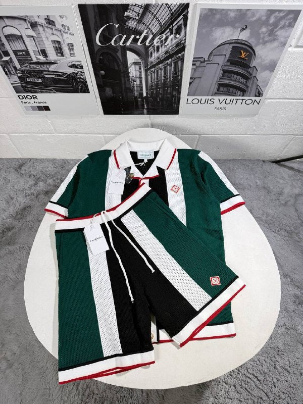 Casablanca Striped Mesh Shirt and Shorts Set UK Reps AAA Quality
