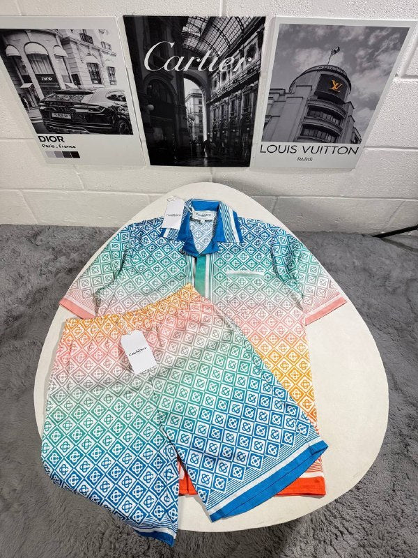 Casablanca Striped Mesh Shirt and Shorts Set UK Reps AAA Quality