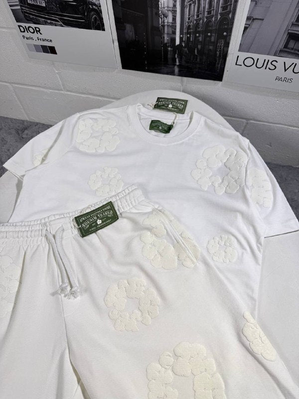 Denim Tears "The Cotton Wreath" Puff Print T-Shirt & Shorts Set UK Reps AAA Quality