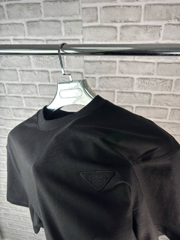 Prada Men's Luxury Embroidered Triangle Logo T-Shirt AAA Quality Reps UK