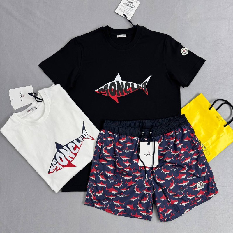 Moncler Men's Luxury Shark Graphic T-Shirt & Shorts Collection AAA Quality Reps UK