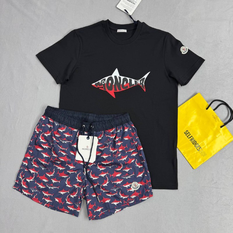 Moncler Men's Luxury Shark Graphic T-Shirt & Shorts Collection AAA Quality Reps UK