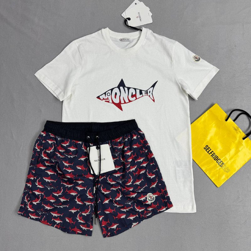 Moncler Men's Luxury Shark Graphic T-Shirt & Shorts Collection AAA Quality Reps UK