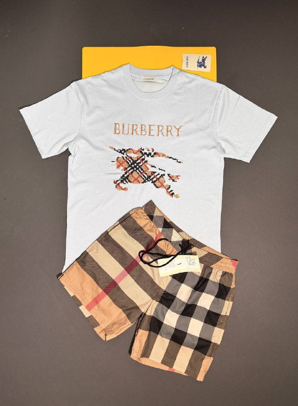 Burberry Vintage Men's Luxury Casual Summer T-Shirts & Shorts Set AAA Quality Reps UK