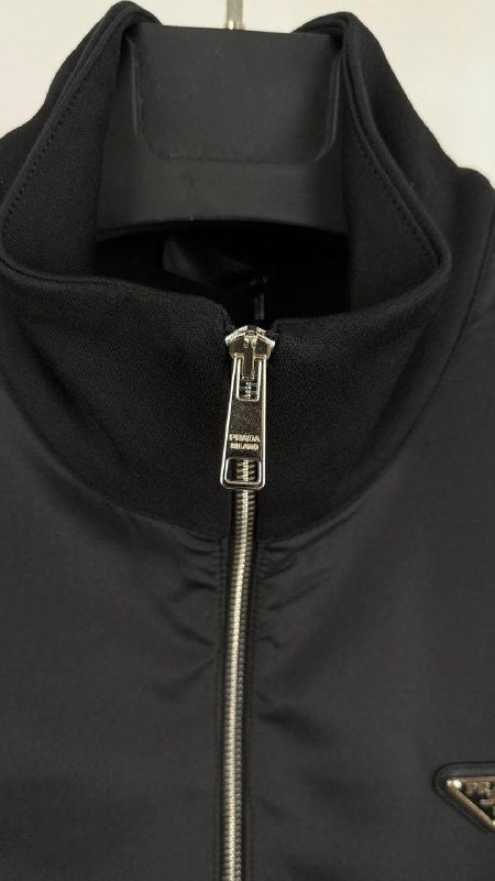 Prada Cotton-Fleece Half-Zipper Sweatshirt with Re-Nylon Details UK AAA Quality