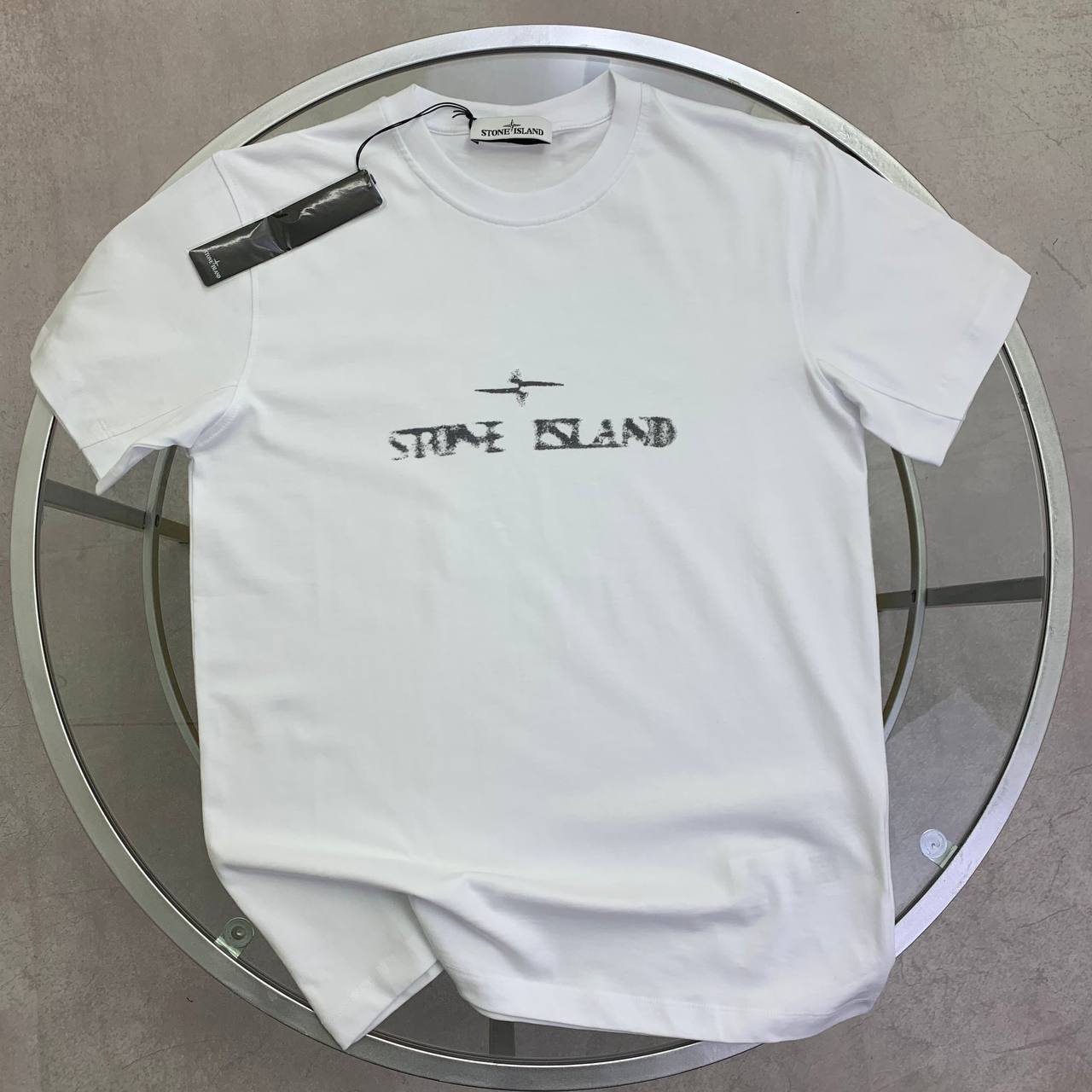 Stone Island Paint-Stroke Compass Logo T-Shirt UK Reps AAA Quality