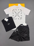 Off-White Men's Luxury Bandana Arrow Urban T-Shirt & Shorts Set Collection AAA Quality Reps UK