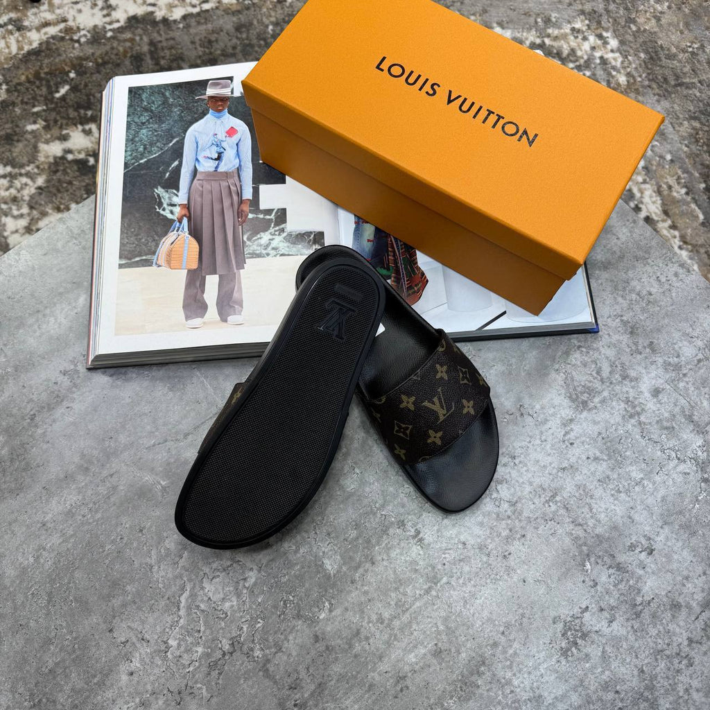 Louis Vuitton Waterfront Mule Monogram Slides - Premium Pool Sandals UK reps AAA Quality