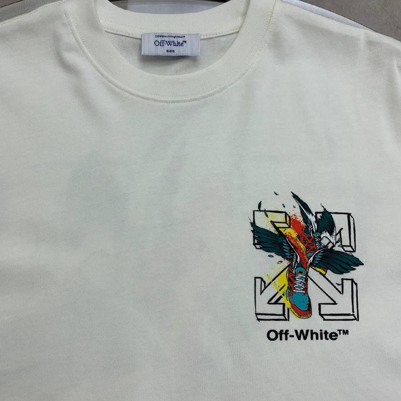 Off-White Men's Luxury Bird Embroidered Arrows Motif Black T-Shirt AAA Quality Reps UK