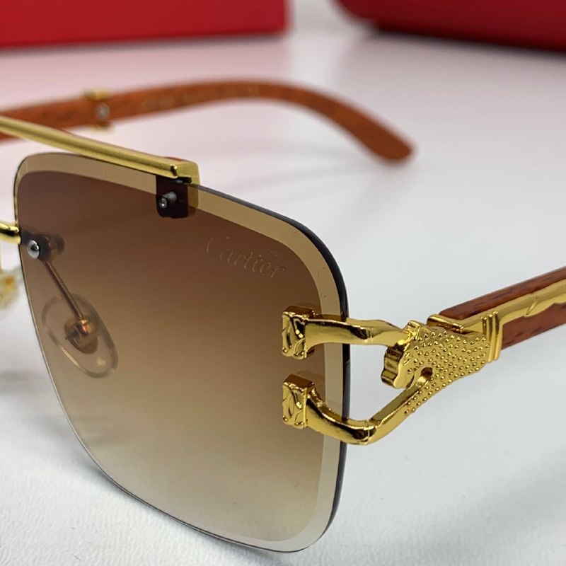 Cartier Men's Luxury Rimless Wood Temples Sunglasses Collection Set AAA Quality Reps UK