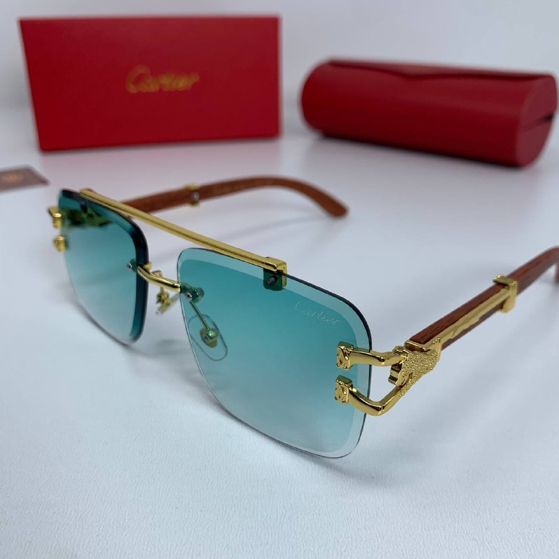 Cartier Men's Luxury Rimless Wood Temples Sunglasses Collection Set AAA Quality Reps UK