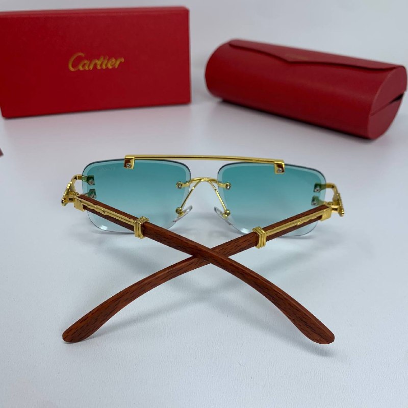 Cartier Men's Luxury Rimless Wood Temples Sunglasses Collection Set AAA Quality Reps UK