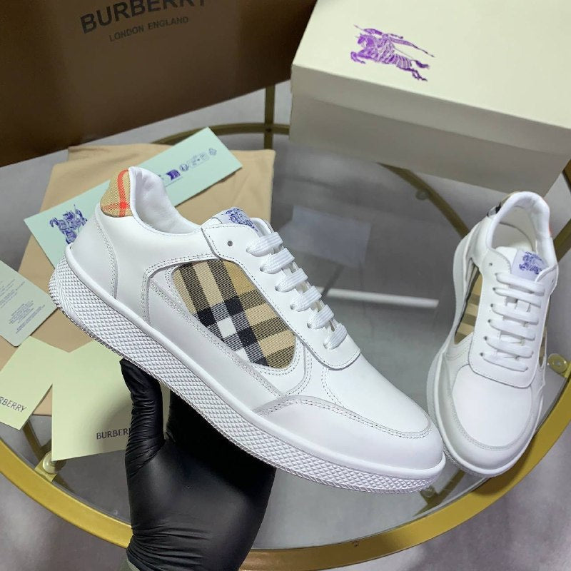 Burberry Men's Vintage Check Detail Black Leather Sneakers Set AAA Quality Reps UK