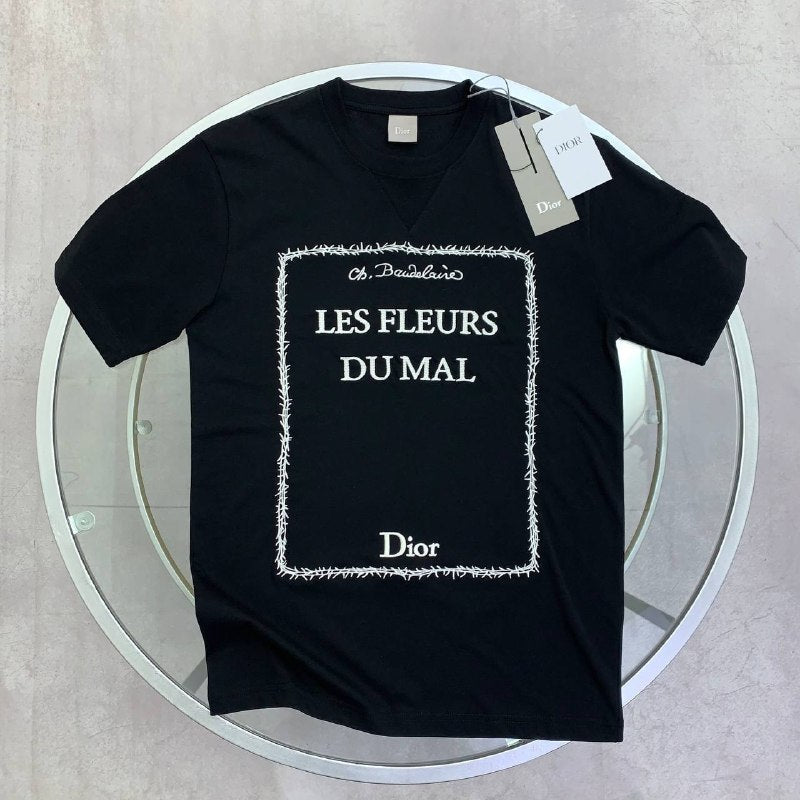 Dior Men's Luxury T-Shirt featuring Les Fleurs du Mal Book Cover Graphic AAA Quality Reps UK