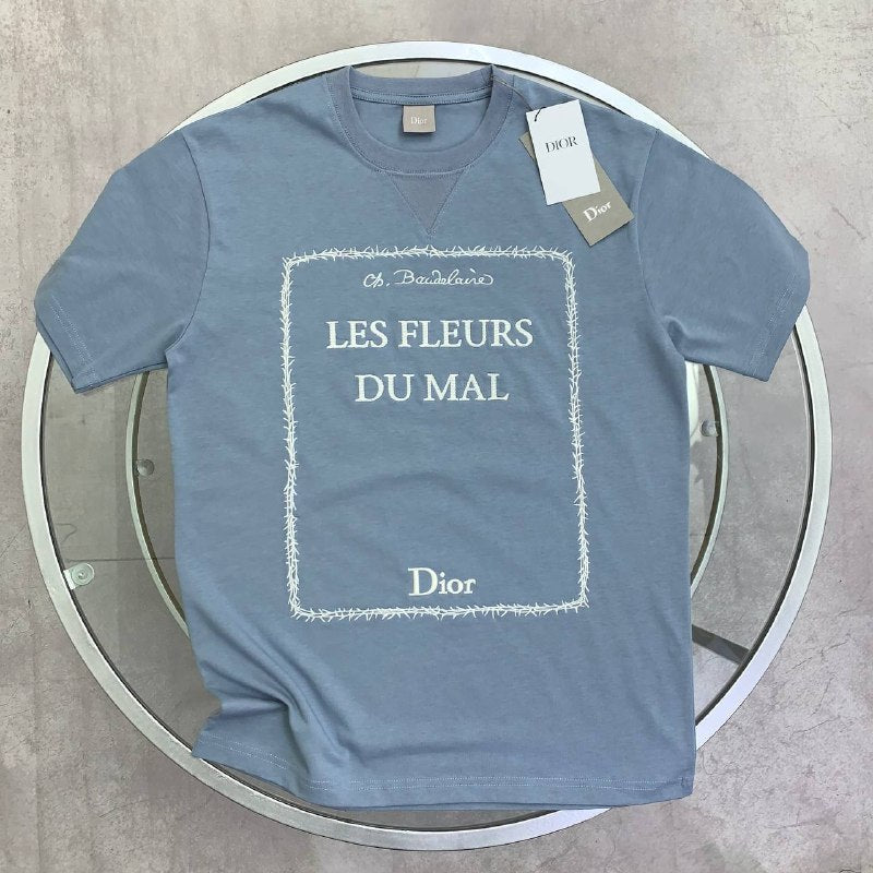 Dior Men's Luxury T-Shirt featuring Les Fleurs du Mal Book Cover Graphic AAA Quality Reps UK