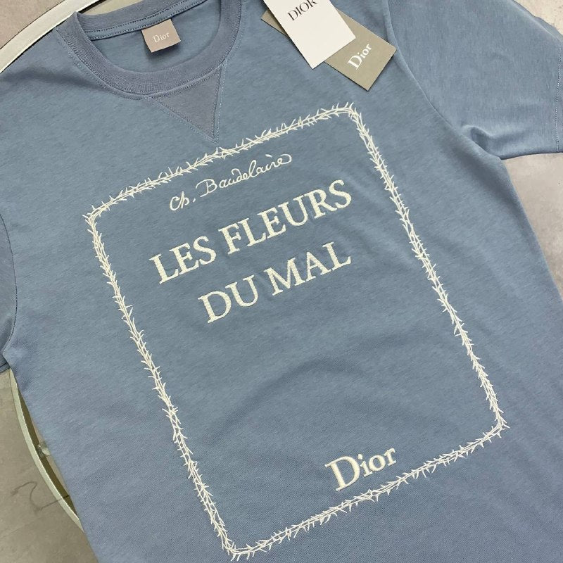 Dior Men's Luxury T-Shirt featuring Les Fleurs du Mal Book Cover Graphic AAA Quality Reps UK