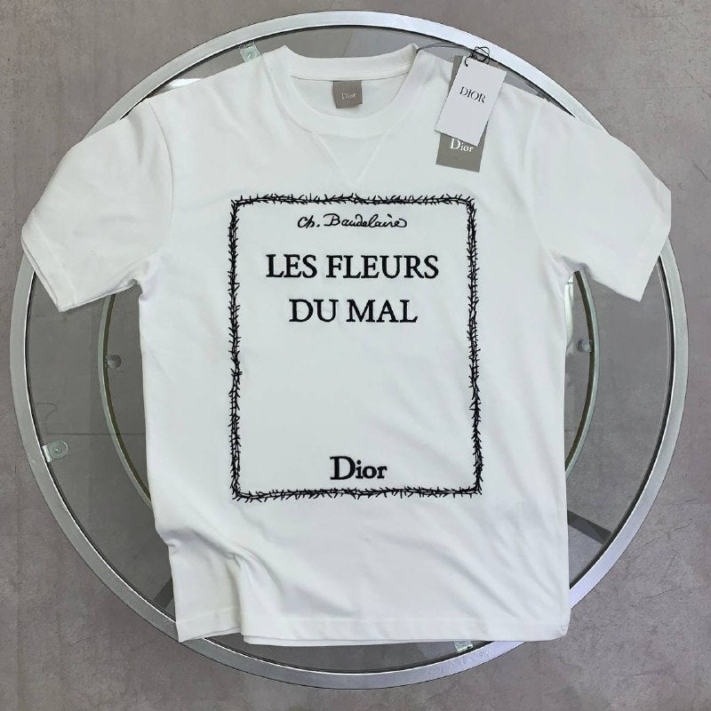 Dior Men's Luxury T-Shirt featuring Les Fleurs du Mal Book Cover Graphic AAA Quality Reps UK