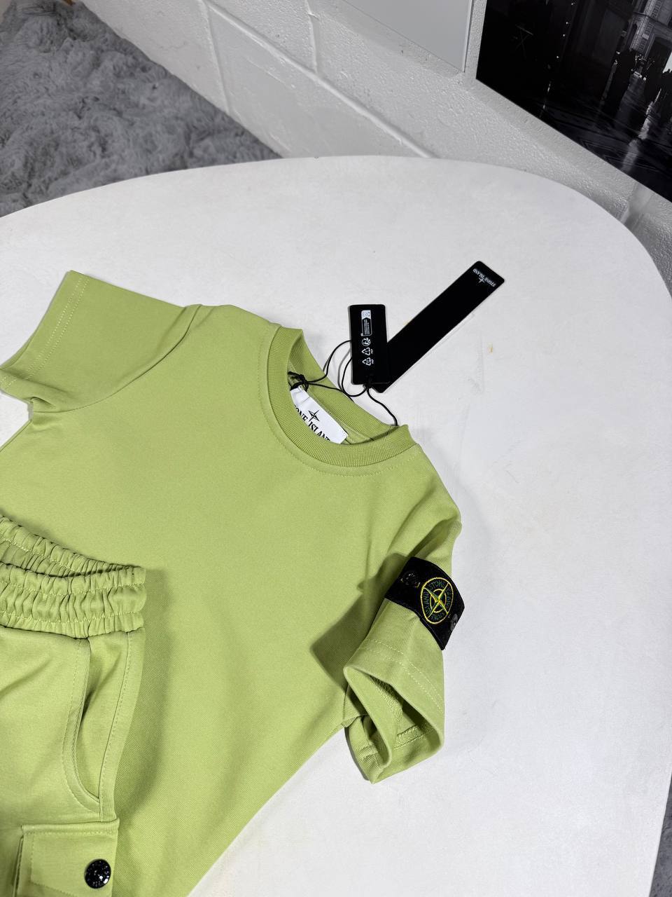 Stone Island Kids Luxury Compass Patch T-Shirt & Shorts Set AAA Quality Reps UK