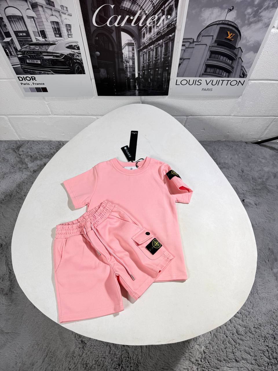 Stone Island Kids Luxury Compass Patch T-Shirt & Shorts Set AAA Quality Reps UK