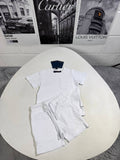 Kids Luxury White Pocket T-Shirt and Drawstring Shorts Set AAA Quality Reps UK