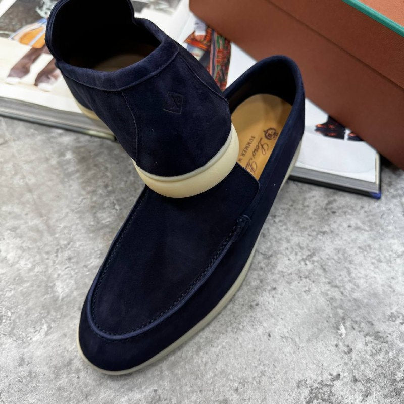 Loro Piana Men's Luxury Summer Walk Navy Suede Loafers AAA Quality Reps UK
