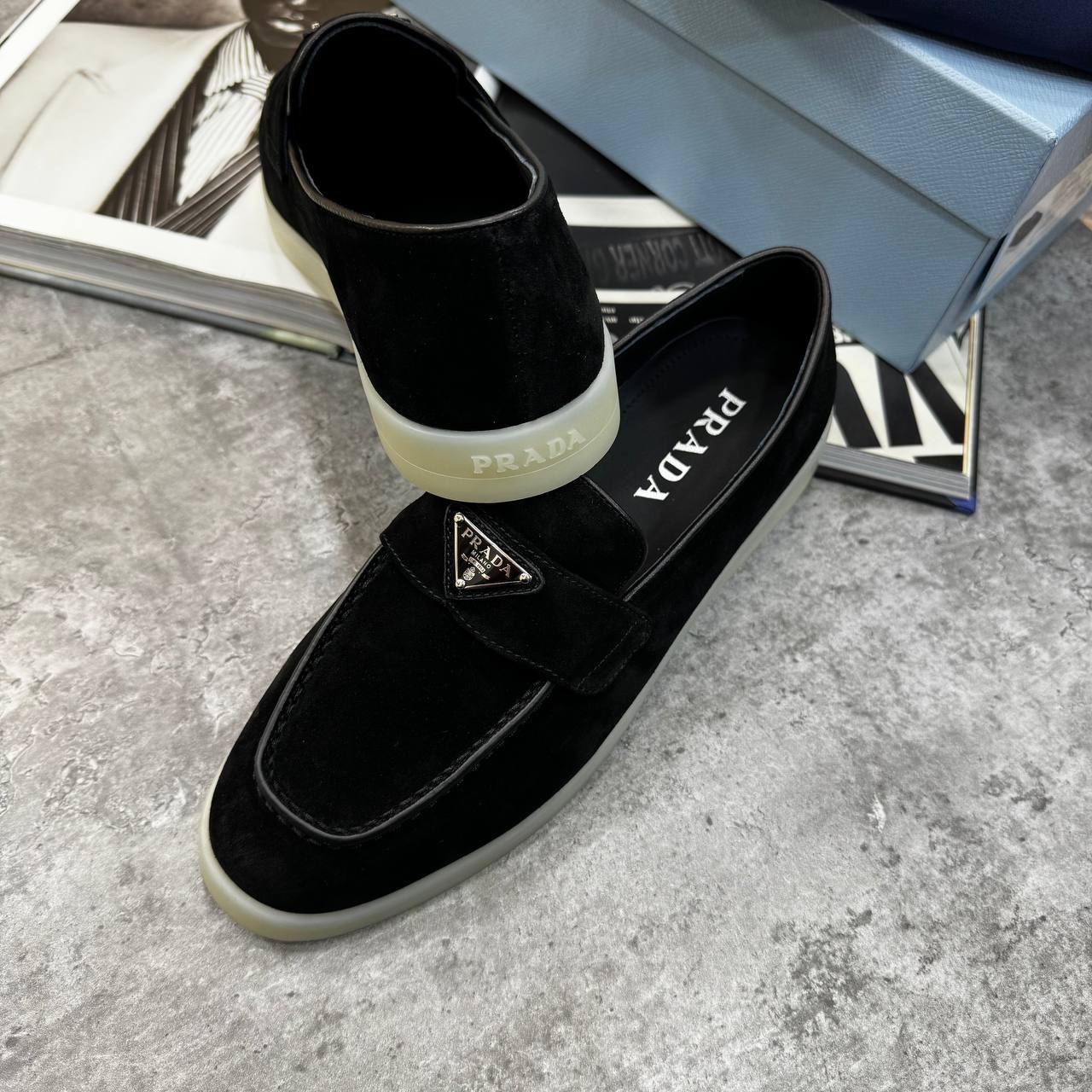 Prada Suede Men's Luxury Monochromatic Loafers AAA Quality Reps UK