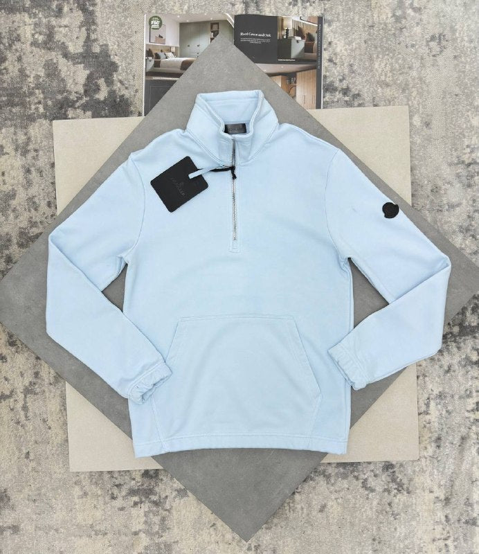 Moncler Men's Luxury Quarter-Zip Fleece Jumpers with Sleeve Patch AAA Quality Reps UK