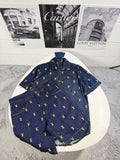 Louis Vuitton Men's Luxury Damier Pop Short-Sleeve Shirt and Shorts Set AAA Quality Reps UK
