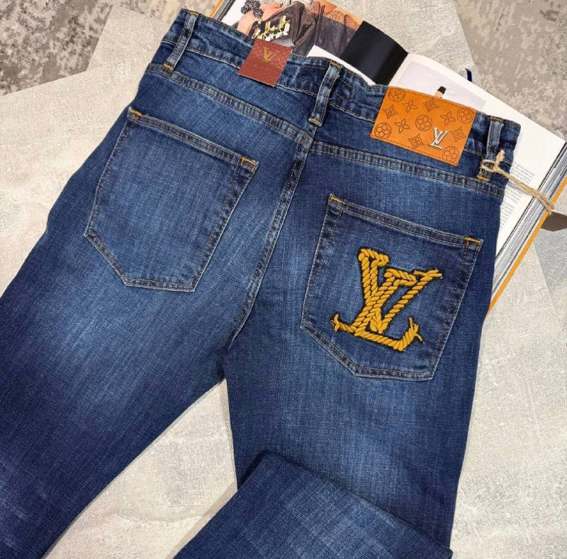 Louis Vuitton Women's Luxury Monogram Slim-Fit Dark Wash Premium Denim Jeans AAA Quality Reps UK