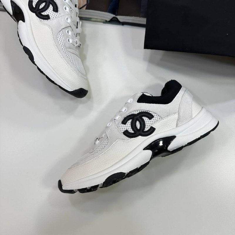 Chanel CC Logo Mesh, Suede & Grained Calfskin Trainers UK Reps AAA+ Quality